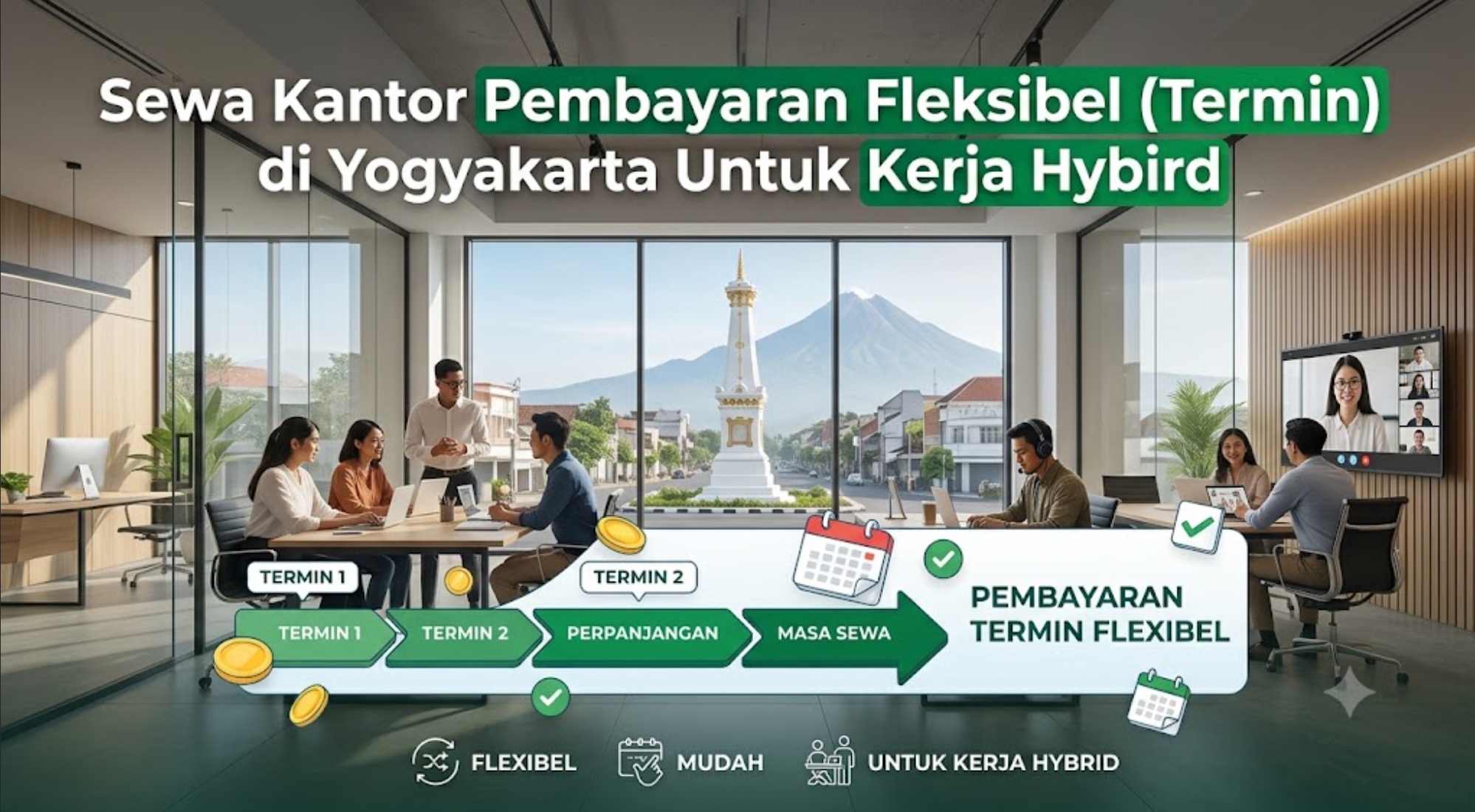 Sewa Kantor Pembayaran Fleksibel (Termin) di Yogyakarta Untuk Kerja Hybird